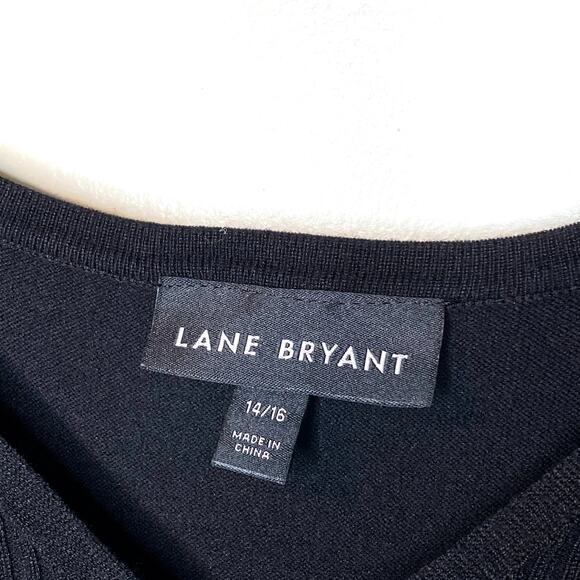 Lane Bryant V-Neck Knit Tank Black Gathered Flutter Sleeve Plus Size 14/16 - Picture 4 of 6